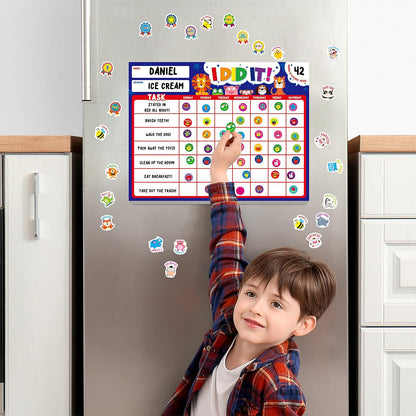 Magnetic I Did It Reward Chart, Behavior Reward Chart System with 50 Perforated Sheets plus 2648 Motivational Stickers Fridge Daily Schedule Chore Chart to Motivate Good Habits & Responsibilities