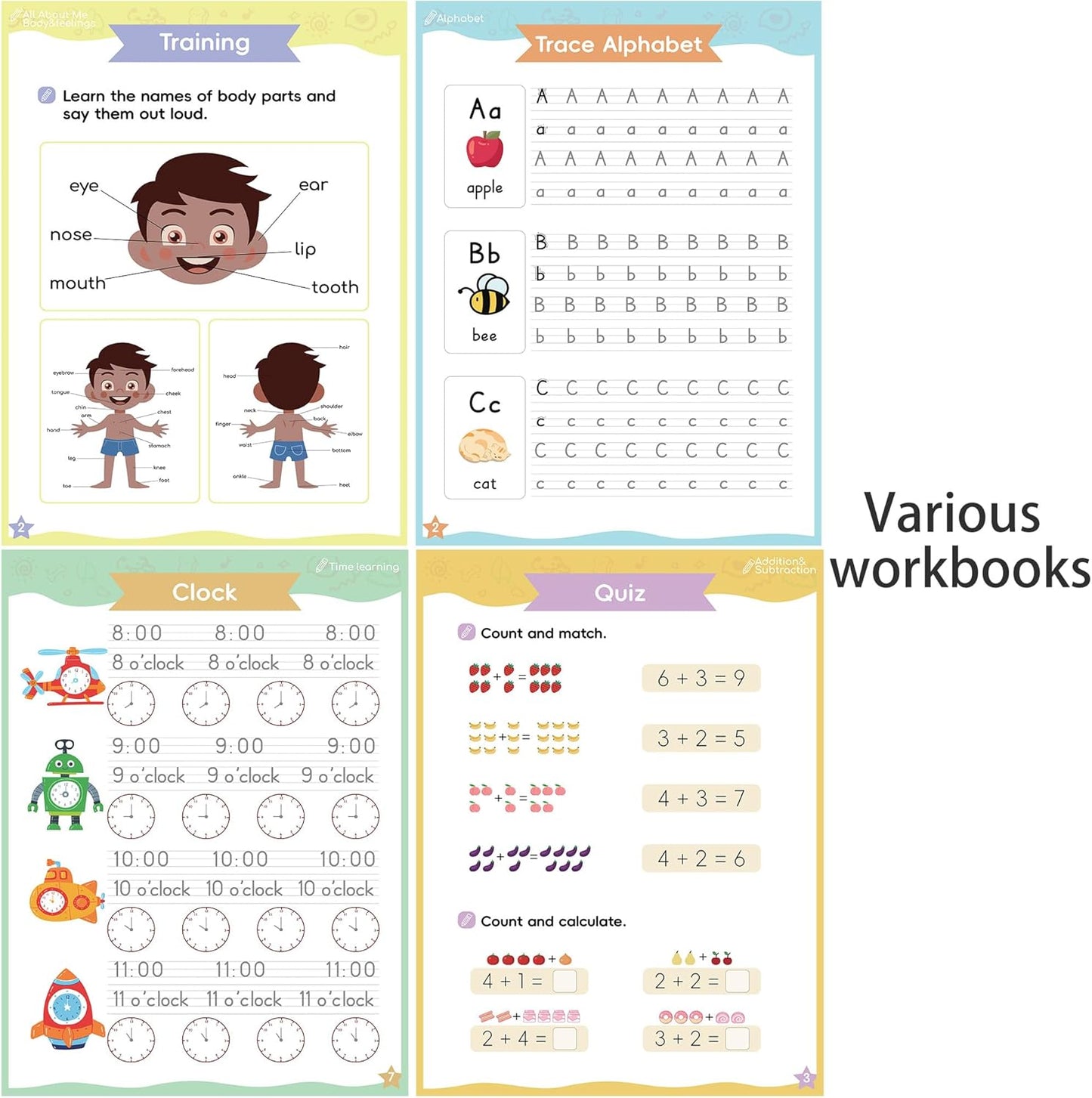Magic Grooved Writing Practice, Grooved Handwriting Practice for Kids 8 Books, Preschool Workbook for Ages 3-10 with 6 Magic Pens 10 Ink Refills, 3 Pencil Grips for Kids Handwriting