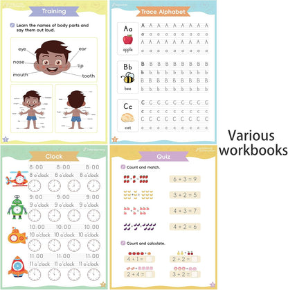 Magic Grooved Writing Practice, Grooved Handwriting Practice for Kids 8 Books, Preschool Workbook for Ages 3-10 with 6 Magic Pens 10 Ink Refills, 3 Pencil Grips for Kids Handwriting